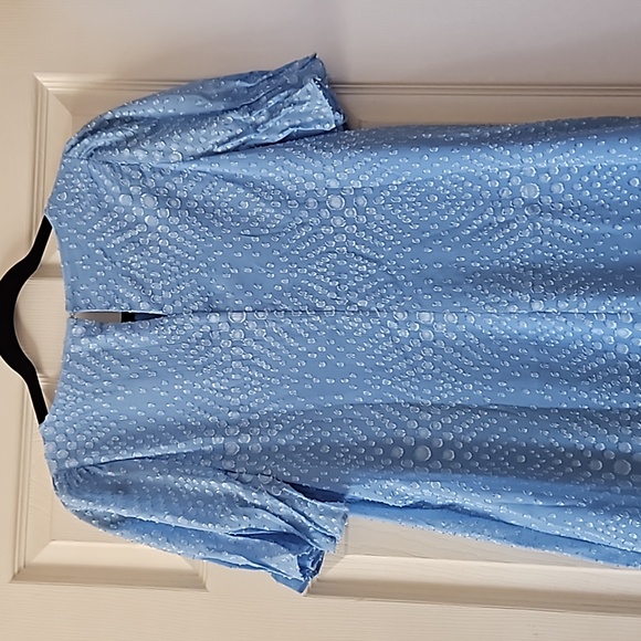 DKNY,NWT, Women's Pleated Front Cinch Sleeve Flowy Dress,Size 4,Zelda Blue - Picture 9 of 12